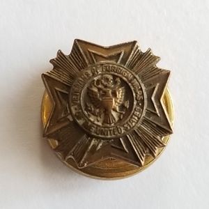 Vintage VFW pin collar stud dark gold tone